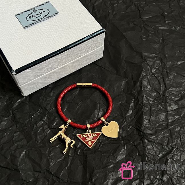 Prada Braided Nappa Leather Bracelet Red 1IB732 - 1