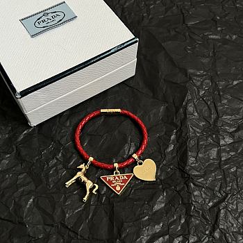 Prada Braided Nappa Leather Bracelet Red 1IB732