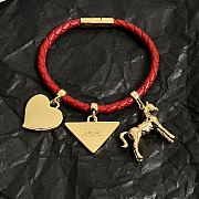 Prada Braided Nappa Leather Bracelet Red 1IB732 - 4