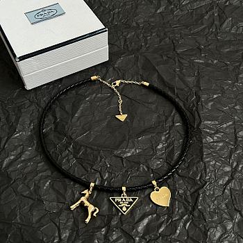 Prada Braided Nappa Leather Choker Black 1IC282