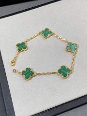 VCA Vintage Alhambra Bracelet 5 Motifs 18k Yellow Gold Malachite Green VCARL80900 - 2