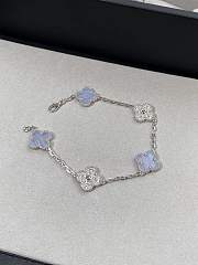 Vintage Alhambra Bracelet 5 Motifs 18K White Gold Diamond Chalcedony - 1