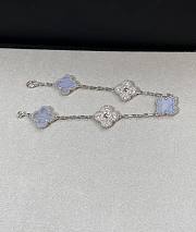 Vintage Alhambra Bracelet 5 Motifs 18K White Gold Diamond Chalcedony - 5