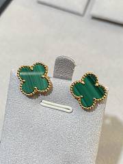 VCA Vintage Alhambra Earrings 18k Yellow Gold Malachite Green VCARO3QL00 - 4