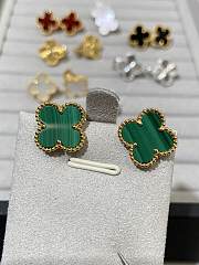 VCA Vintage Alhambra Earrings 18k Yellow Gold Malachite Green VCARO3QL00 - 3