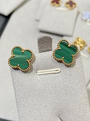 VCA Vintage Alhambra Earrings 18k Yellow Gold Malachite Green VCARO3QL00 - 2