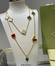 VCA Lucky Alhambra Long Necklace 15 Motifs 18K Yellow Gold Carnelian, Malachite, Mother-Of-Pearl, Tiger Eye - 1