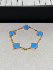 VCA Vintage Alhambra Bracelet 5 Motifs 18k Yellow Gold Turquoise - 1