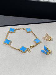 VCA Vintage Alhambra Bracelet 5 Motifs 18k Yellow Gold Turquoise - 6