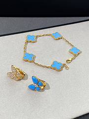 VCA Vintage Alhambra Bracelet 5 Motifs 18k Yellow Gold Turquoise - 5