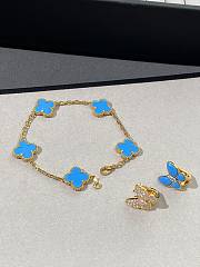 VCA Vintage Alhambra Bracelet 5 Motifs 18k Yellow Gold Turquoise - 4