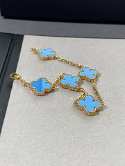 VCA Vintage Alhambra Bracelet 5 Motifs 18k Yellow Gold Turquoise - 2