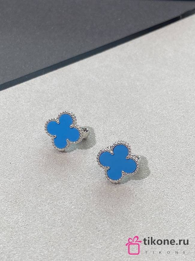 VCA Sweet Alhambra Earstuds 18k White Gold Turquoise - 1