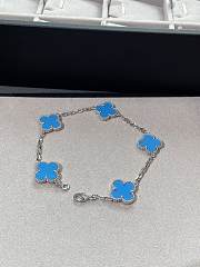 VCA Vintage Alhambra Bracelet 5 Motifs 18k White Gold Turquoise - 1