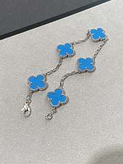 VCA Vintage Alhambra Bracelet 5 Motifs 18k White Gold Turquoise - 6