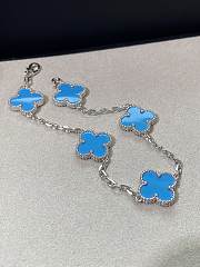 VCA Vintage Alhambra Bracelet 5 Motifs 18k White Gold Turquoise - 4