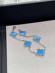 VCA Vintage Alhambra Bracelet 5 Motifs 18k White Gold Turquoise - 5