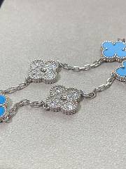 VCA Vintage Alhambra Bracelet 5 Motifs 18k White Gold Diamond Turquoise - 2