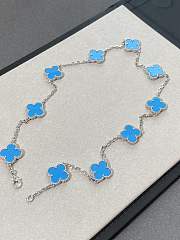 VCA Vintage Alhambra Necklace 10 Motifs 18k White Gold Turquoise - 5