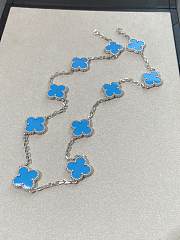 VCA Vintage Alhambra Necklace 10 Motifs 18k White Gold Turquoise - 6
