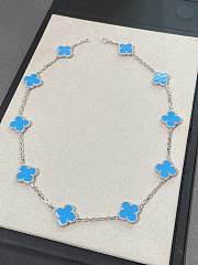 VCA Vintage Alhambra Necklace 10 Motifs 18k White Gold Turquoise - 3