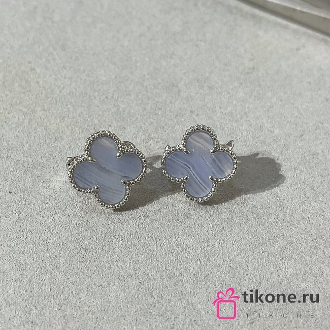 VCA Sweet Alhambra Earstuds 18k White Gold Chalcedony - 1