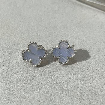 VCA Sweet Alhambra Earstuds 18k White Gold Chalcedony