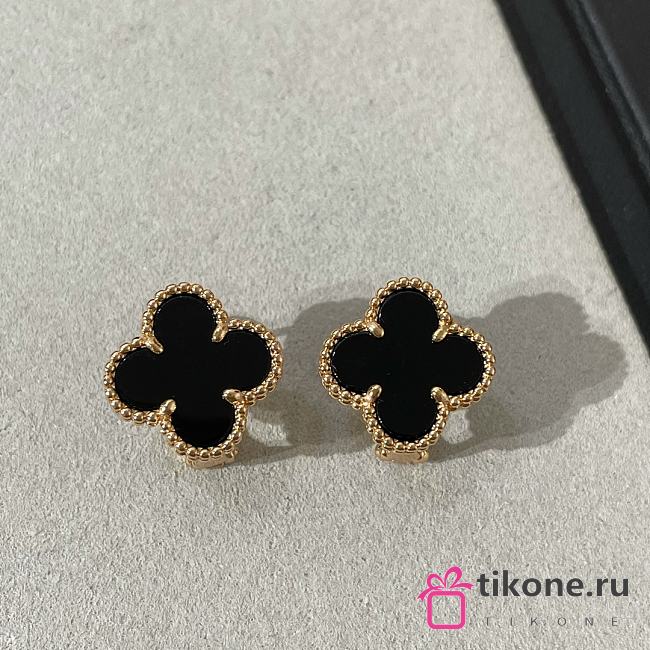 VCA Sweet Alhambra Earstuds 18k Yellow Gold Onyx Black - 1