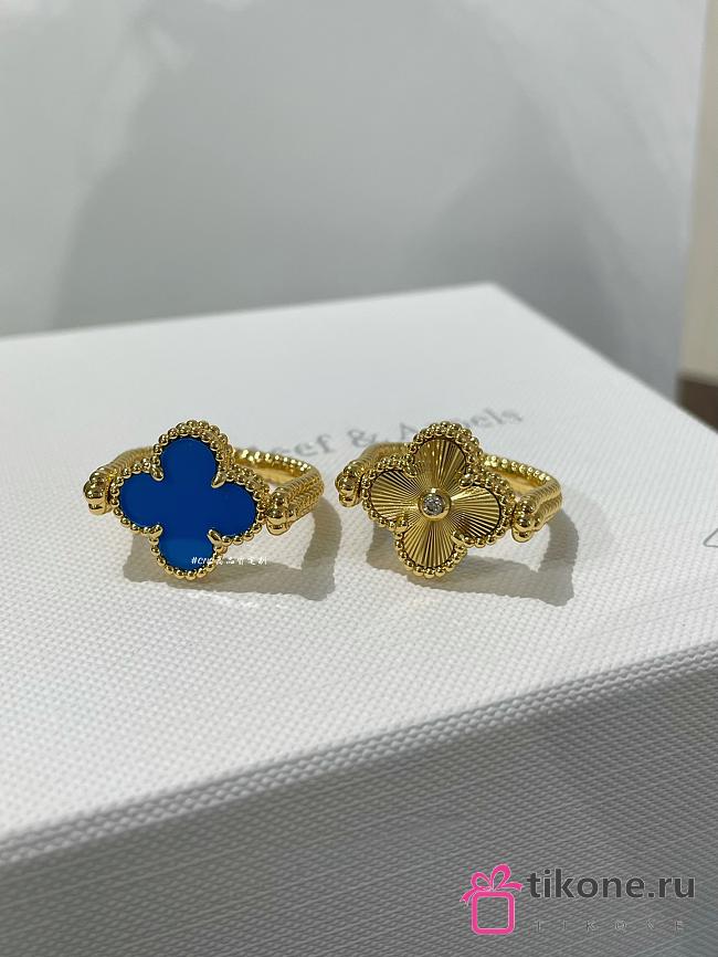 VCA Vntage Alhambra Reversible Ring 18k Yellow Gold, Agate, Diamond VCARPGV100 - 1