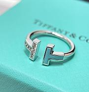 Tiffany T Diamond and Turquoise Wire Ring in White Gold - 6