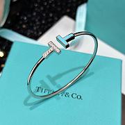 Tiffany T Diamond and Turquoise Wire Bracelet in White Gold - 6