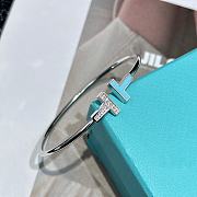 Tiffany T Diamond and Turquoise Wire Bracelet in White Gold - 5