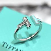Tiffany T Diamond and Turquoise Wire Ring in White Gold - 1