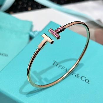 Tiffany T Diamond and Rose Wire Bracelet in Rose Gold