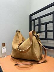 Loewe Loop Bucket In Suede Calfskin Brown - 39x39x15.5cm - 6