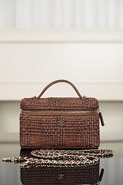 Chanel Classic Vanity with Chain Braided Raffia & Gold-Tone Metal Brown - 19.5x17x5cm - 1
