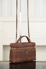 Chanel Classic Vanity with Chain Braided Raffia & Gold-Tone Metal Brown - 19.5x17x5cm - 6
