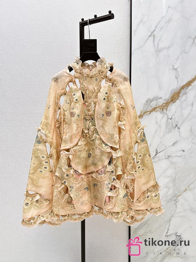 Zimmermann Rebellion Scallop Mini Dress Peach Floral 6851DC261 - 1