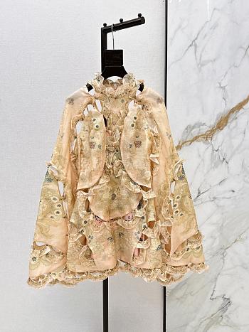 Zimmermann Rebellion Scallop Mini Dress Peach Floral 6851DC261