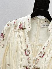 Zimmermann Patience Plunge Midi Dress in Cream/Pink Rose 5372DRS264 - 3