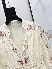 Zimmermann Patience Plunge Midi Dress in Cream/Pink Rose 5372DRS264 - 6