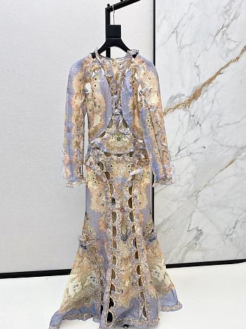 Zimmermann Rebellion Scallop Maxi Dress in Blue Floral 6312DC261