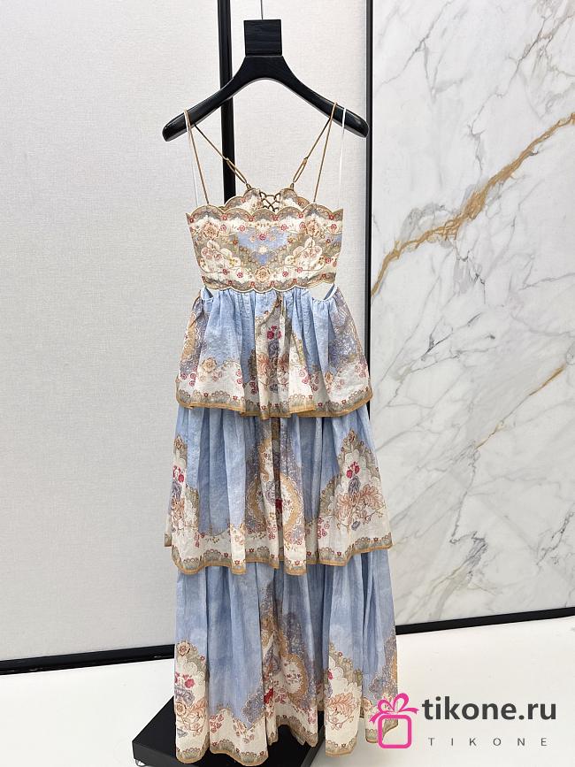 Zimmermann Daylight Tiered Maxi Dress in Wallpaper Floral Denim 5353DRS263 - 1