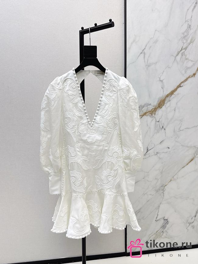 Zimmermann Radiate Applique Flip Fress White Linen  - 1