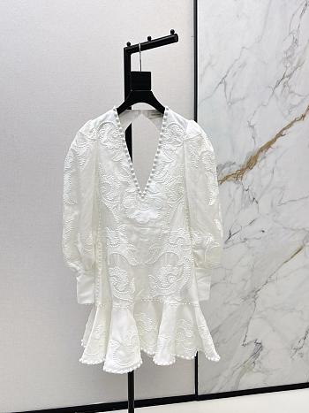 Zimmermann Radiate Applique Flip Fress White Linen 