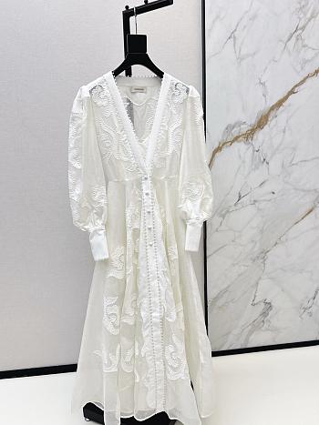 Zimmermann Radiate Applique Button Down Maxi Dress White Linen 