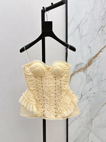 Zimmermann Rebellion Frayed Corset in Cream 7020TC261