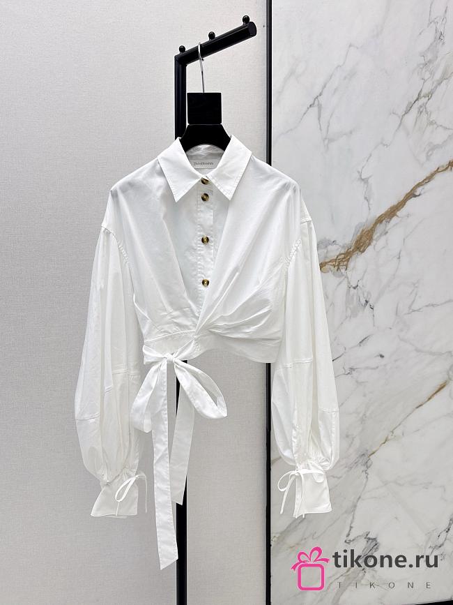 Zimmermann Rebellion Poplin Wrap Blouse in White 7124TC261 - 1
