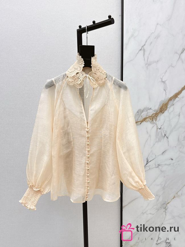Zimmermann Rebellion Collared Blouse in Peach 7121TC261 - 1
