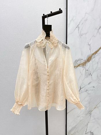 Zimmermann Rebellion Collared Blouse in Peach 7121TC261